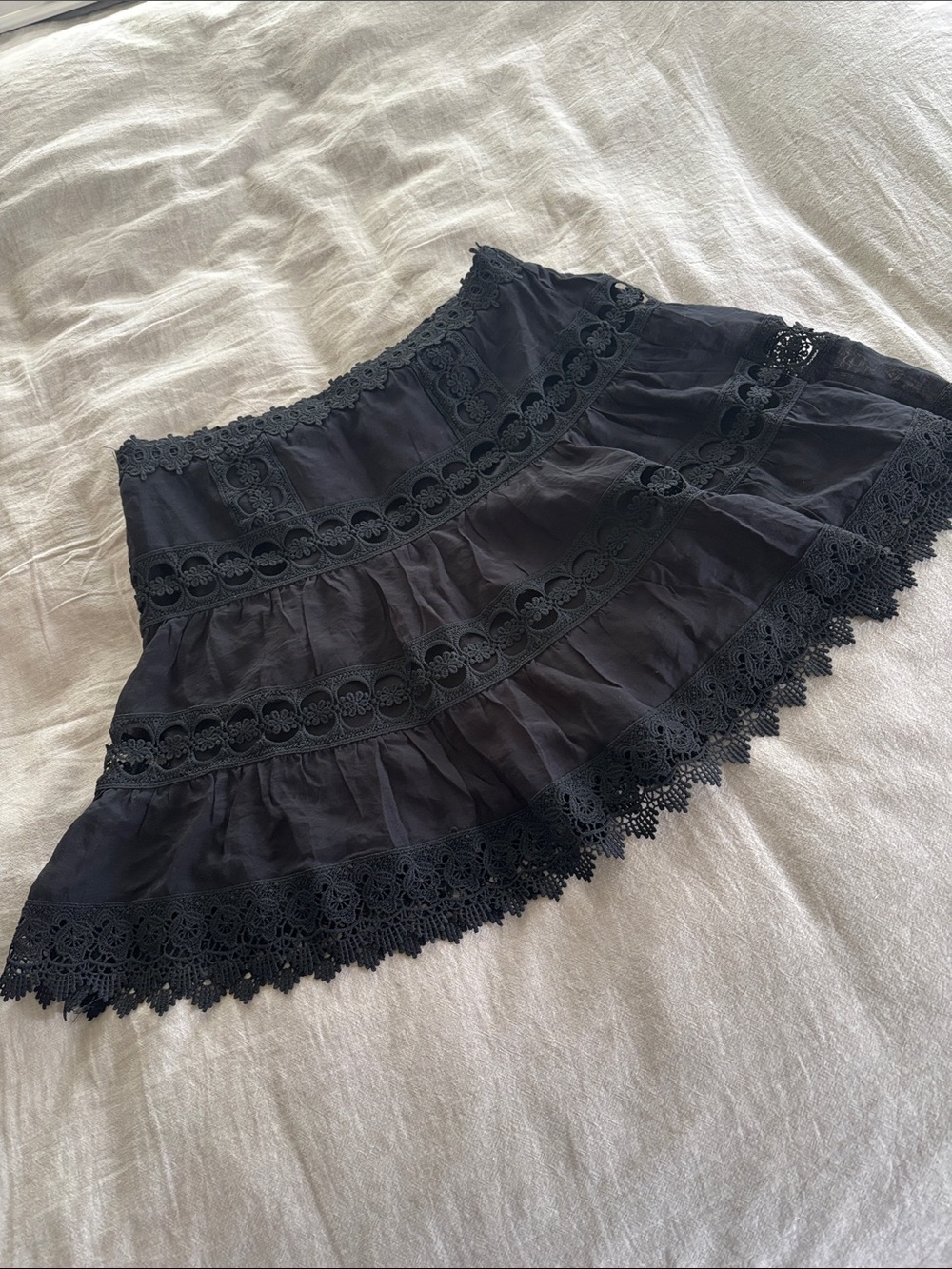 Elan Lace Trim Tiered Skirt